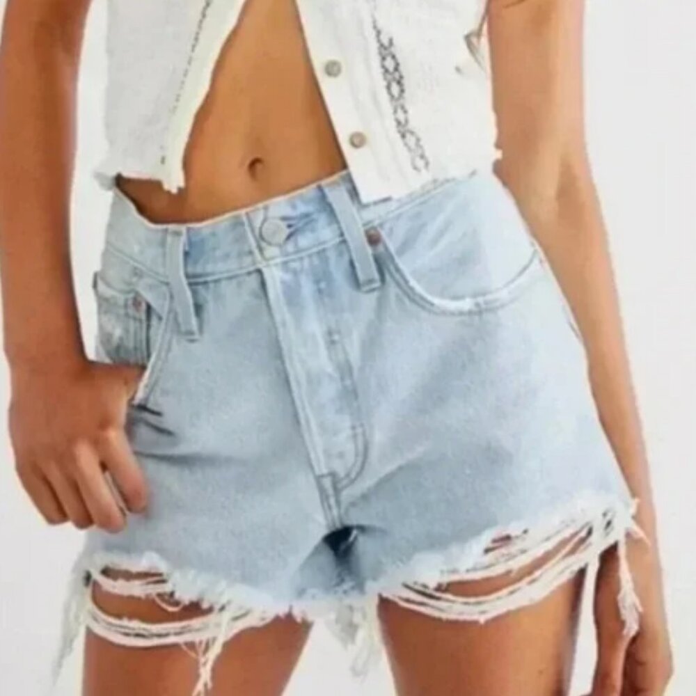 Levi’s Premium 501’s High Rise Button Fly Cut-off Denim Shorts
